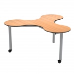 Kleeblatt 3er Tisch, 134x122 cm (B/T), Höhe wählbar,fahrbar 